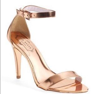 Ted Baker Rose Gold  Pink Leather Heels size 6.5